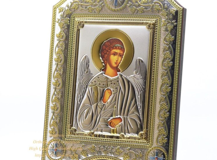 The Great Miraculous Christian Orthodox Silver Icon – The Guardian Angel. 21cmx28cm Gold and silver version