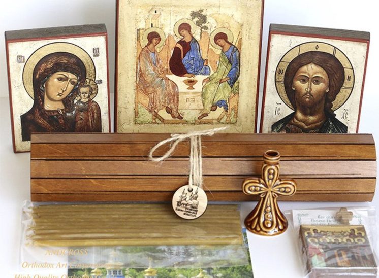Orthodox gift set with 8 special items from Holy Dormition Pskovo-Petchersky Monastery